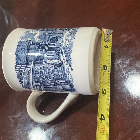 2 coffee tea mug cups EIT made n England blue transfer ware 19th century scenery - Picture 15 of 16